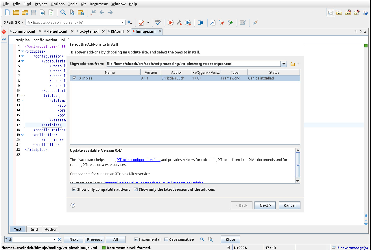 Dialog for adding a new add-on (Different URL here!)