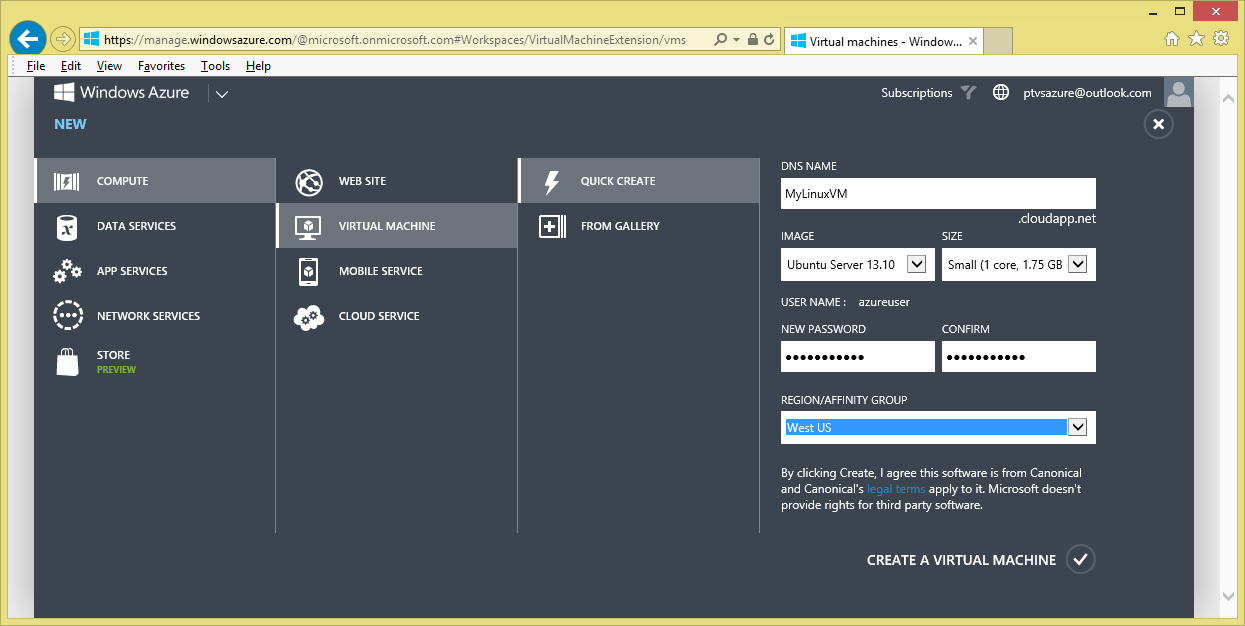 Create VM Details